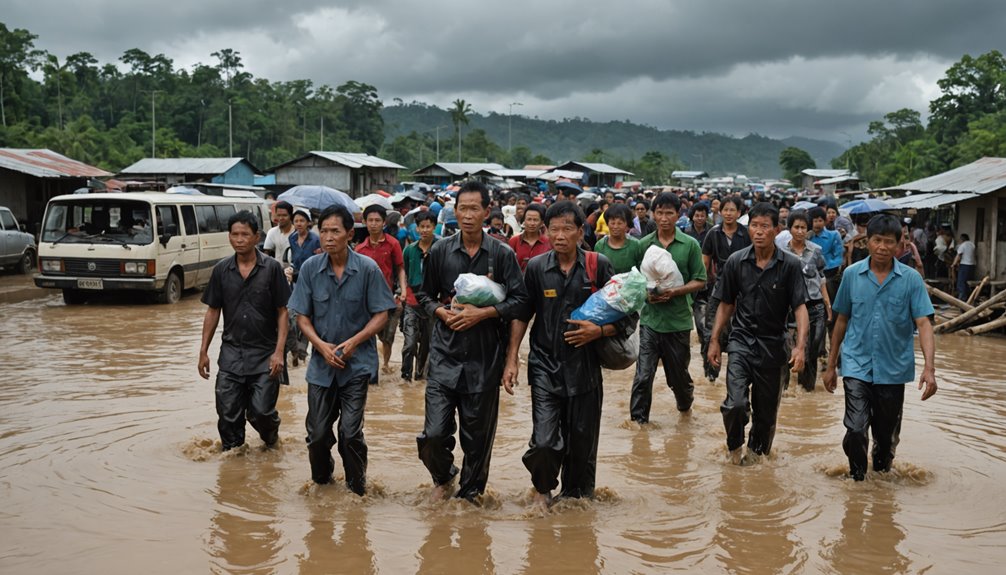 flood victims trapped border