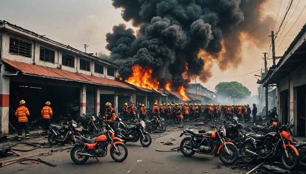 motorcycle workshop fire response